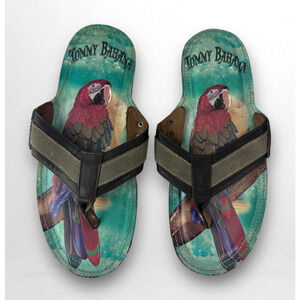 Tommy Bahama Samoa Parrot Beach Vibes Leather Sandals Men's Size 8 M Flip Flops
